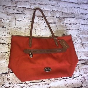 Coach Nylon Zip Tote with Leather Trim